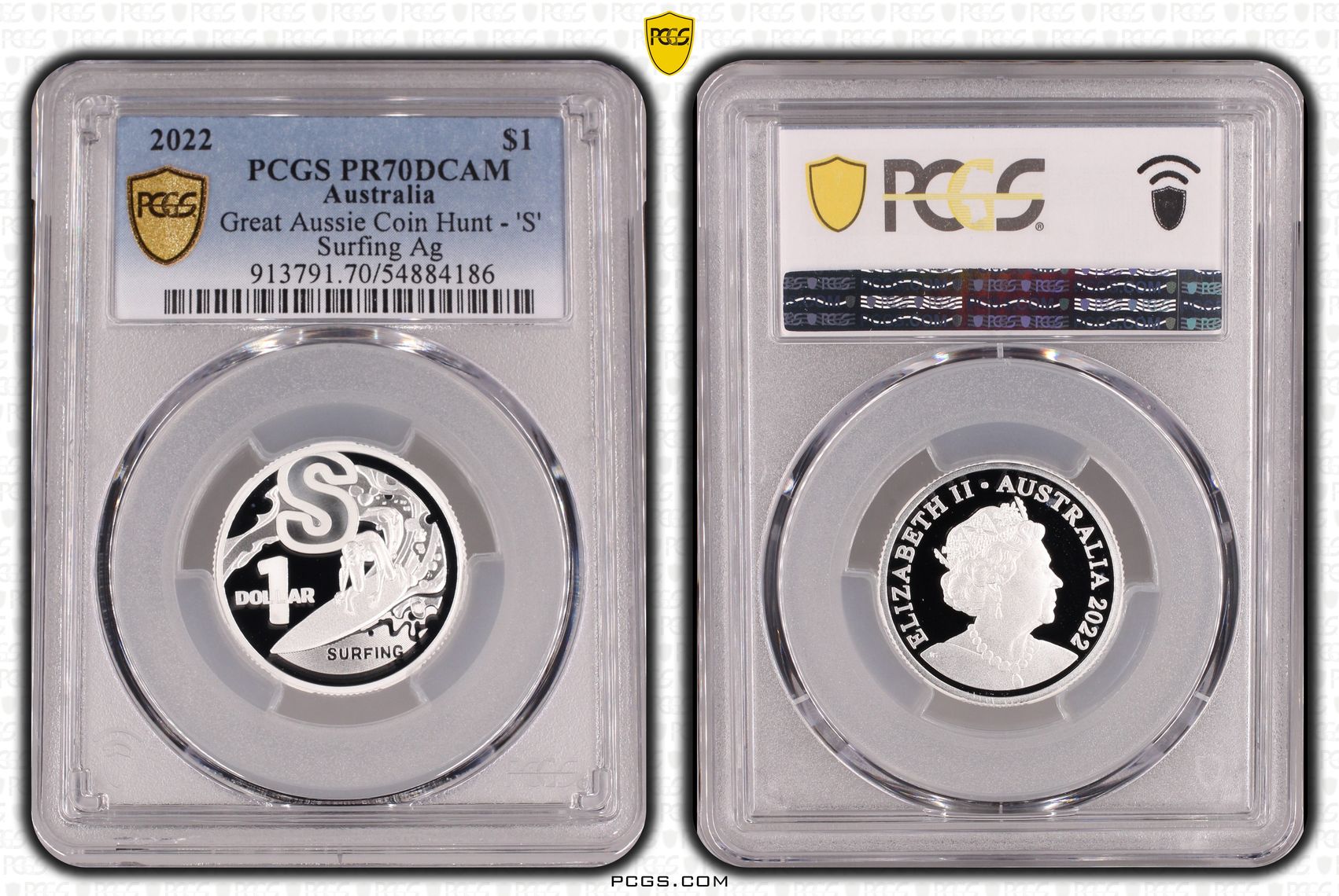 Great Aussie Coin Hunt - 'S', POP 4/0, One Dollar, 2022, PCGS PR70DCAM