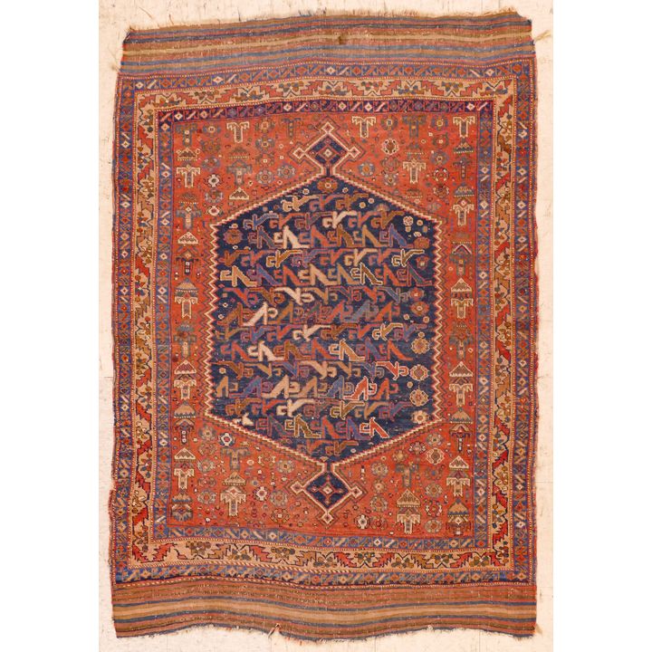Antique Persian Tribal Medallion Oriental Rug