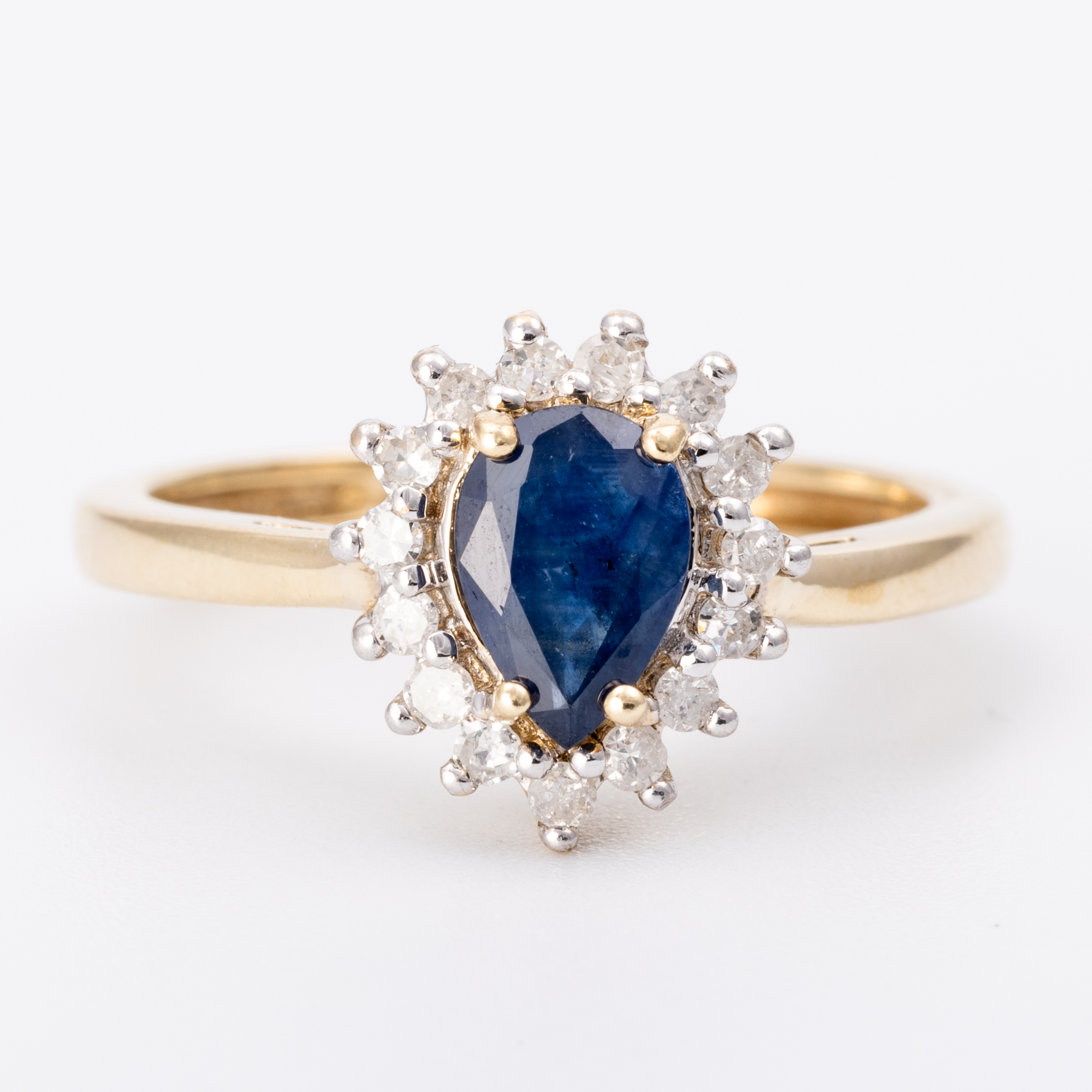 Sapphire & Diamond Halo Ring 9ct Gold