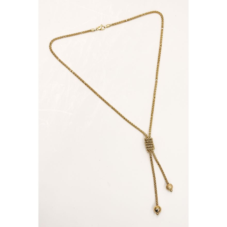 Italian 14k Ball Drop Lariat Chain Necklace