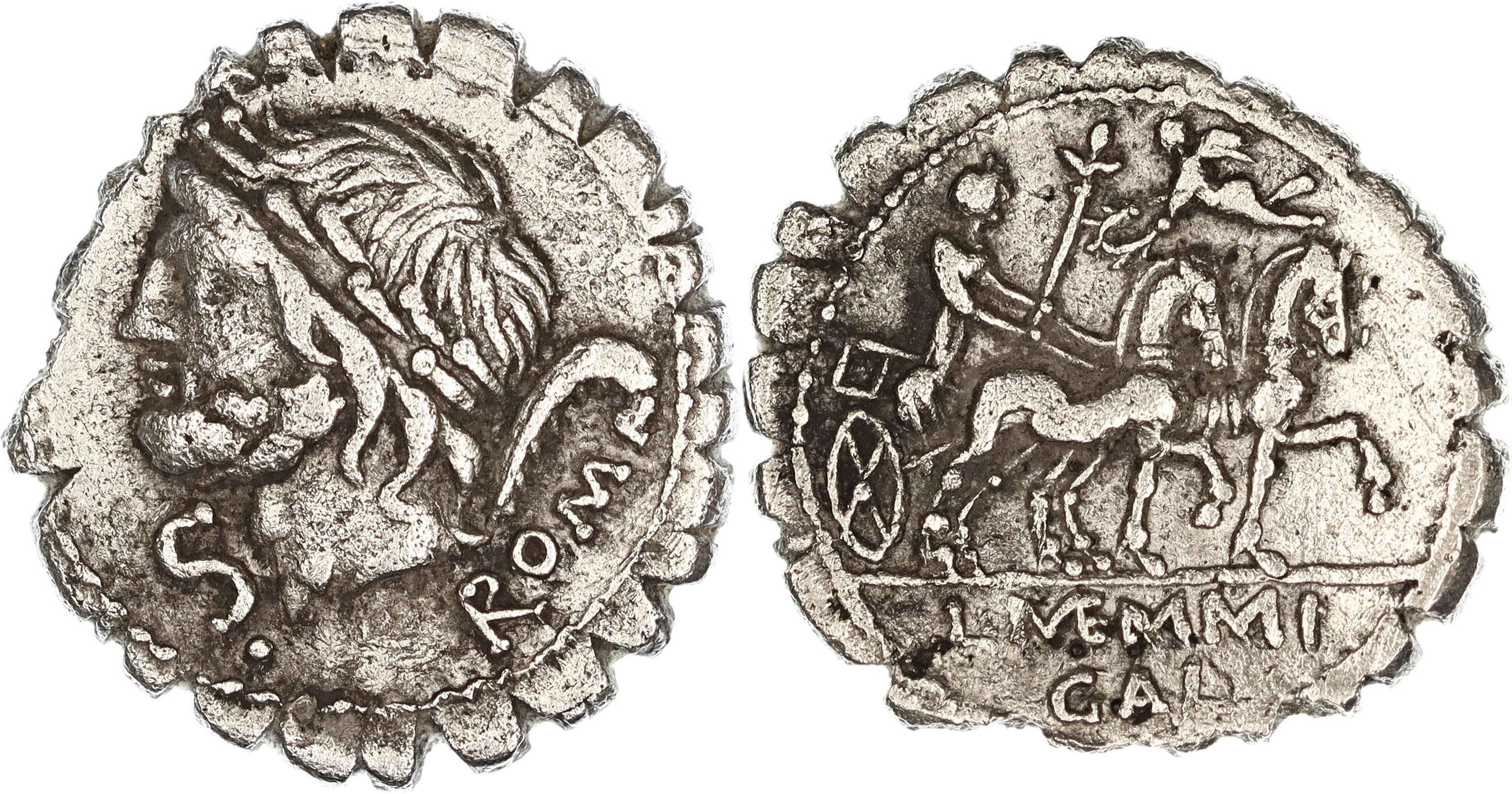 Roman Republic, L. Memmius Galeria, Silver Denarius, 106 BC, nVF