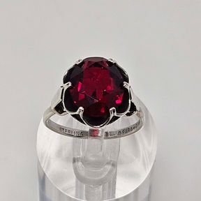 Sarah Coventry Sterling Silver Red Spinel Ring Size 7