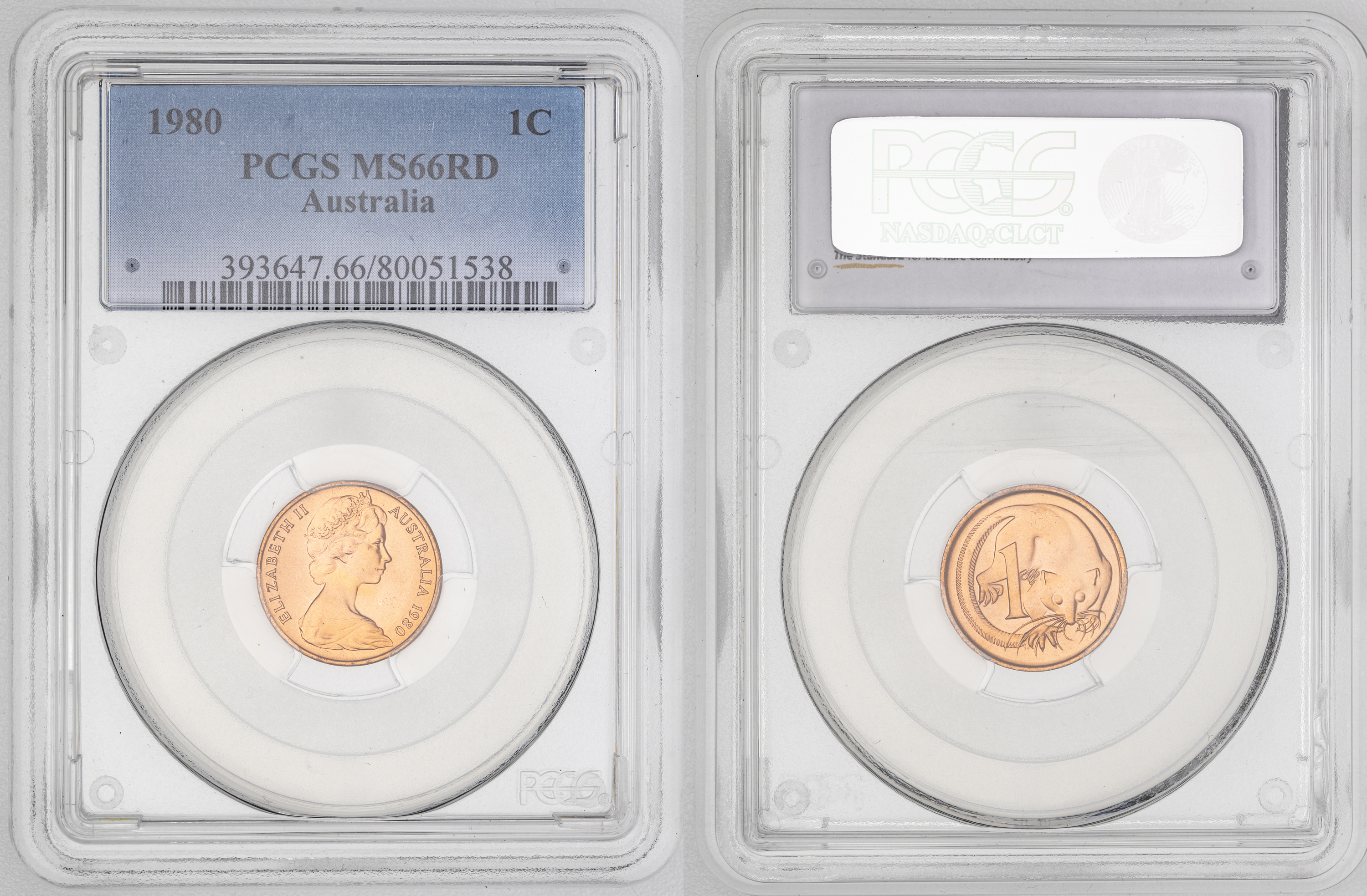 75 · Elizabeth II, One Cent, 1980, PCGS MS66RD