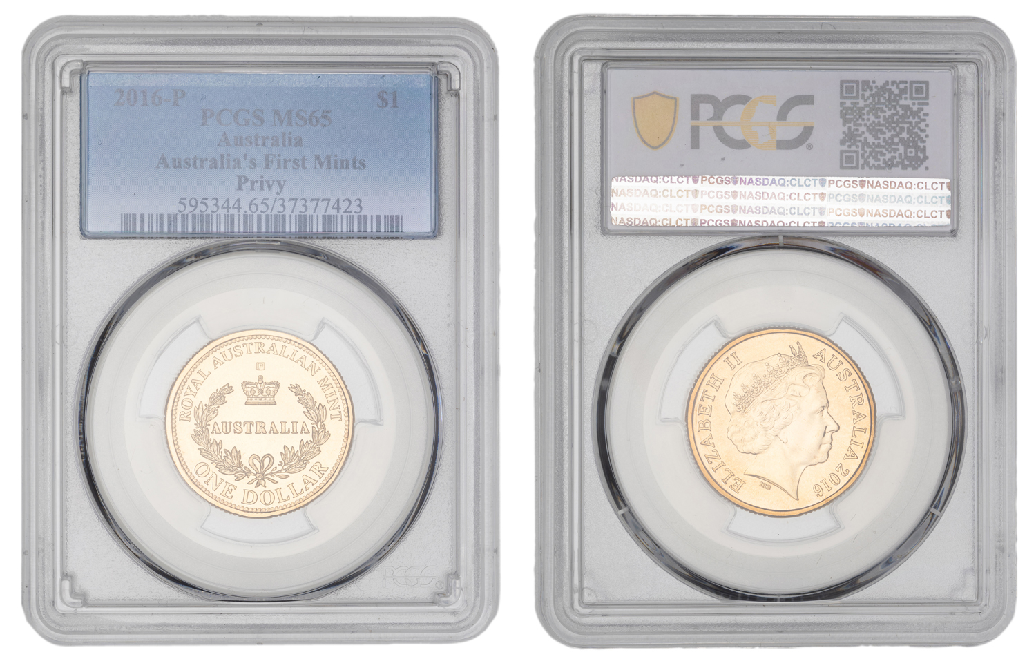 Elizabeth II, Australia's First Mints - Privy, One Dollar, 2016-P, PCGS MS65
