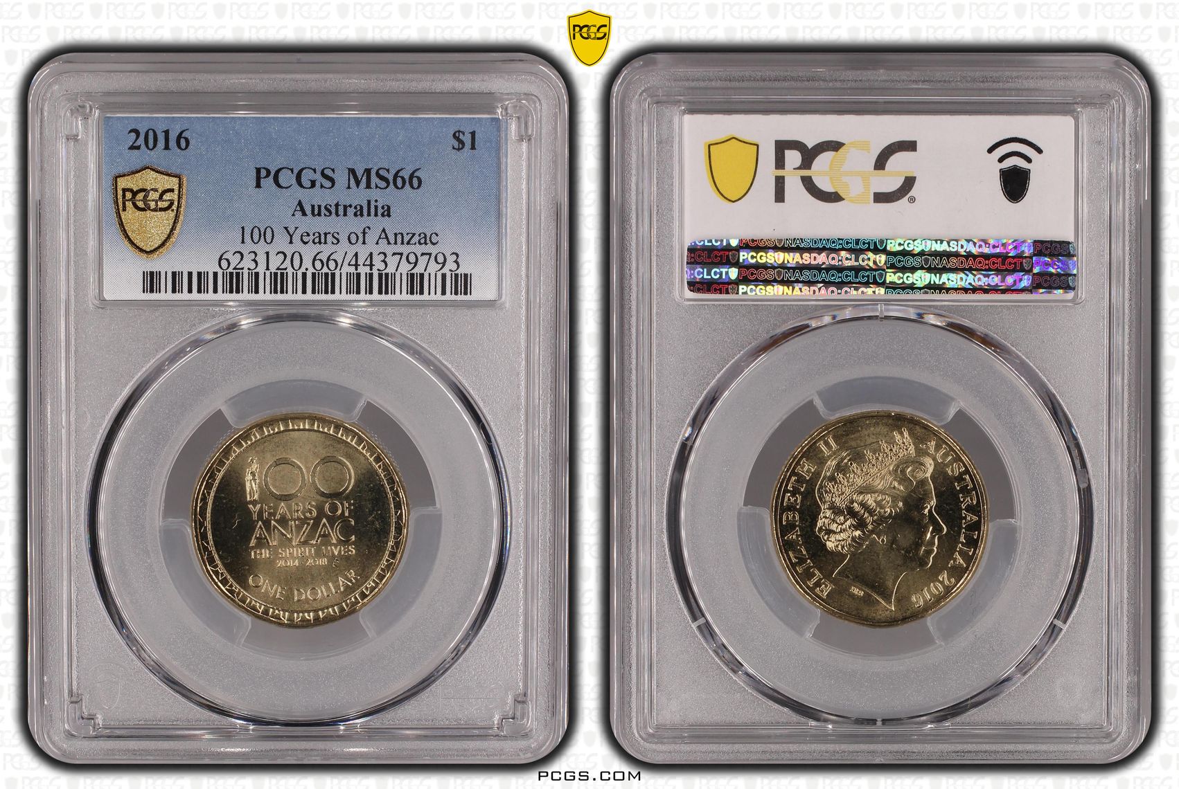 Elizabeth II, 100 Years of Anzac, One Dollar, 2016, PCGS MS 66