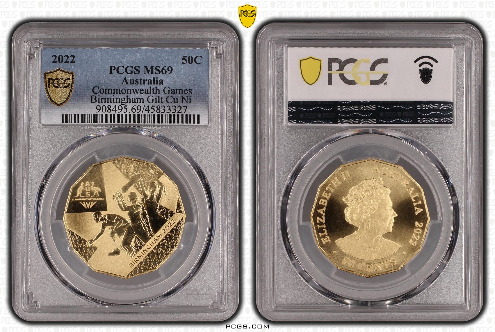 Commonwealth Games Birmingham Gilt-CuNi, Fifty Cent, 2022, PCGS MS69