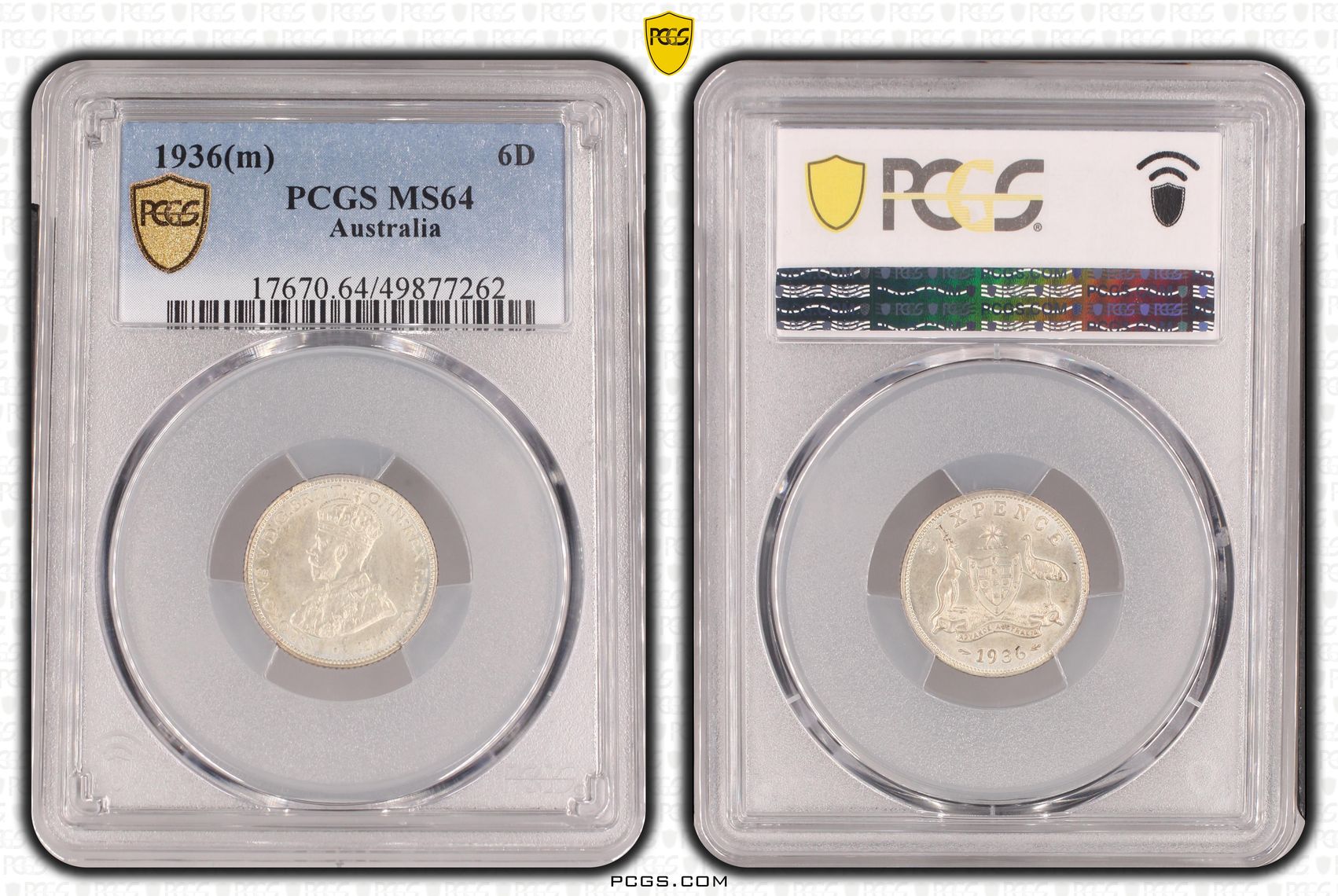 George V, , Sixpence, 1936(m), PCGS MS64