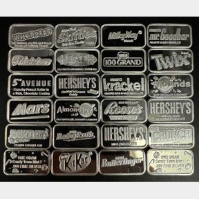 (12) 1 GRAM .999 FINE SILVER CANDY BAR CANDY TOWN MINT **