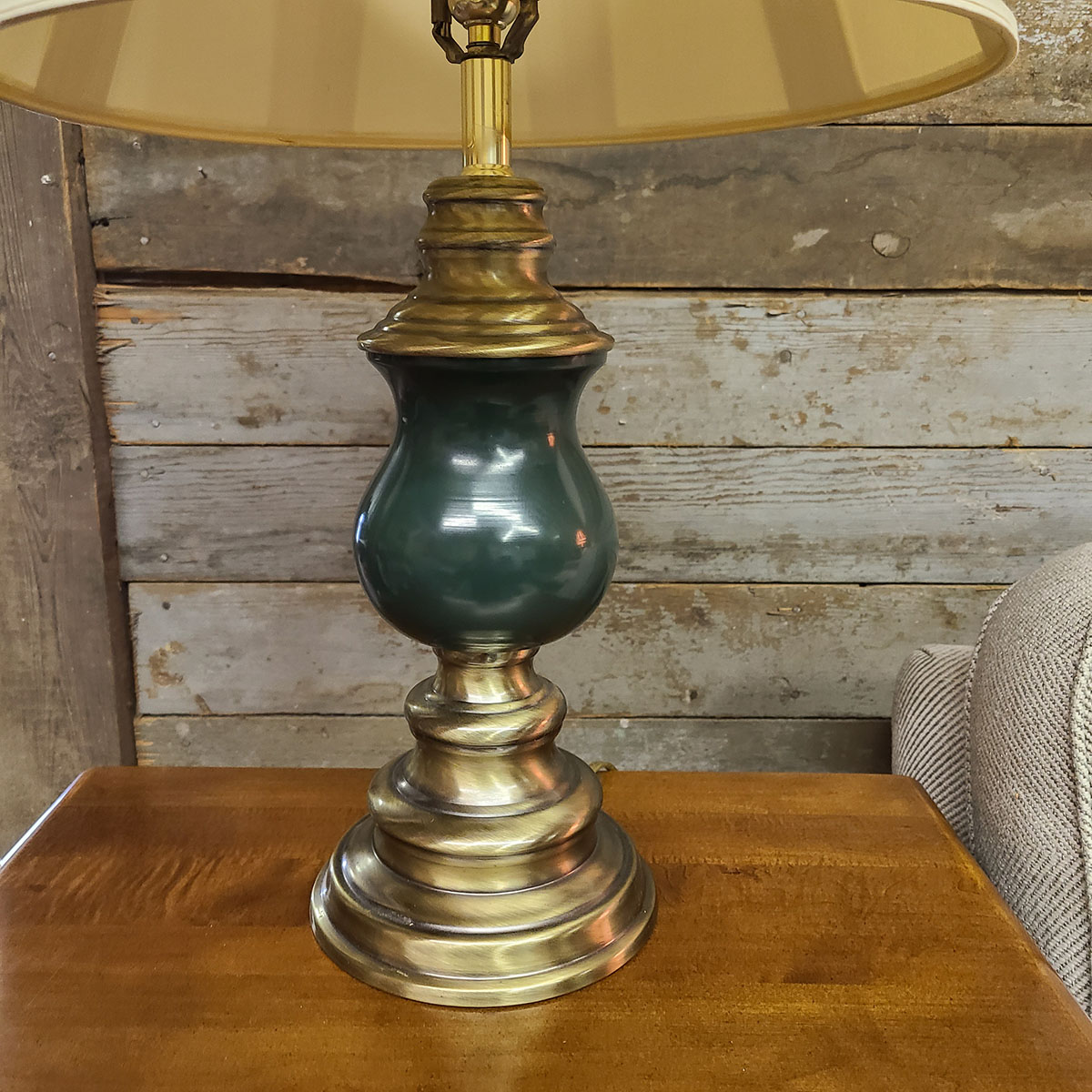 Brass & Green Glass Bankers Lamp  Armstrong Family Estate Services
