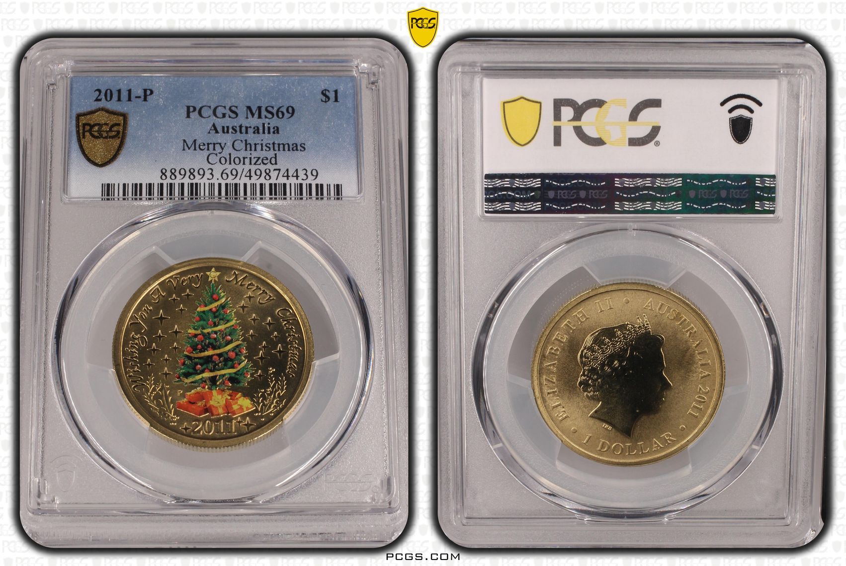 Merry Christmas Colorized POP 10/0, One Dollar, 2011-P, PCGS MS69
