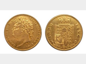 1824 GEORGE IV LAUREL HEAD GOLD HALF SOVEREIGN