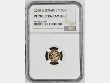 2010 ELIZABETH II PROOF GOLD QUARTER SOVEREIGN NGC PF70 UCAM TOP POP!
