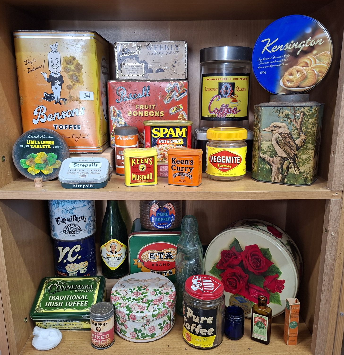 34 · ASSORTED TINS