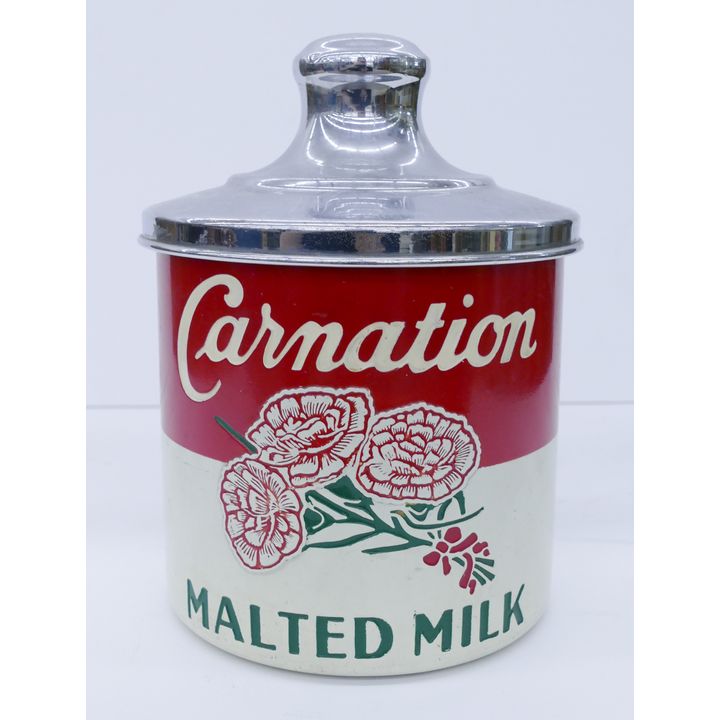 Vintage Carnation Malted Milk Canister- 8.5''