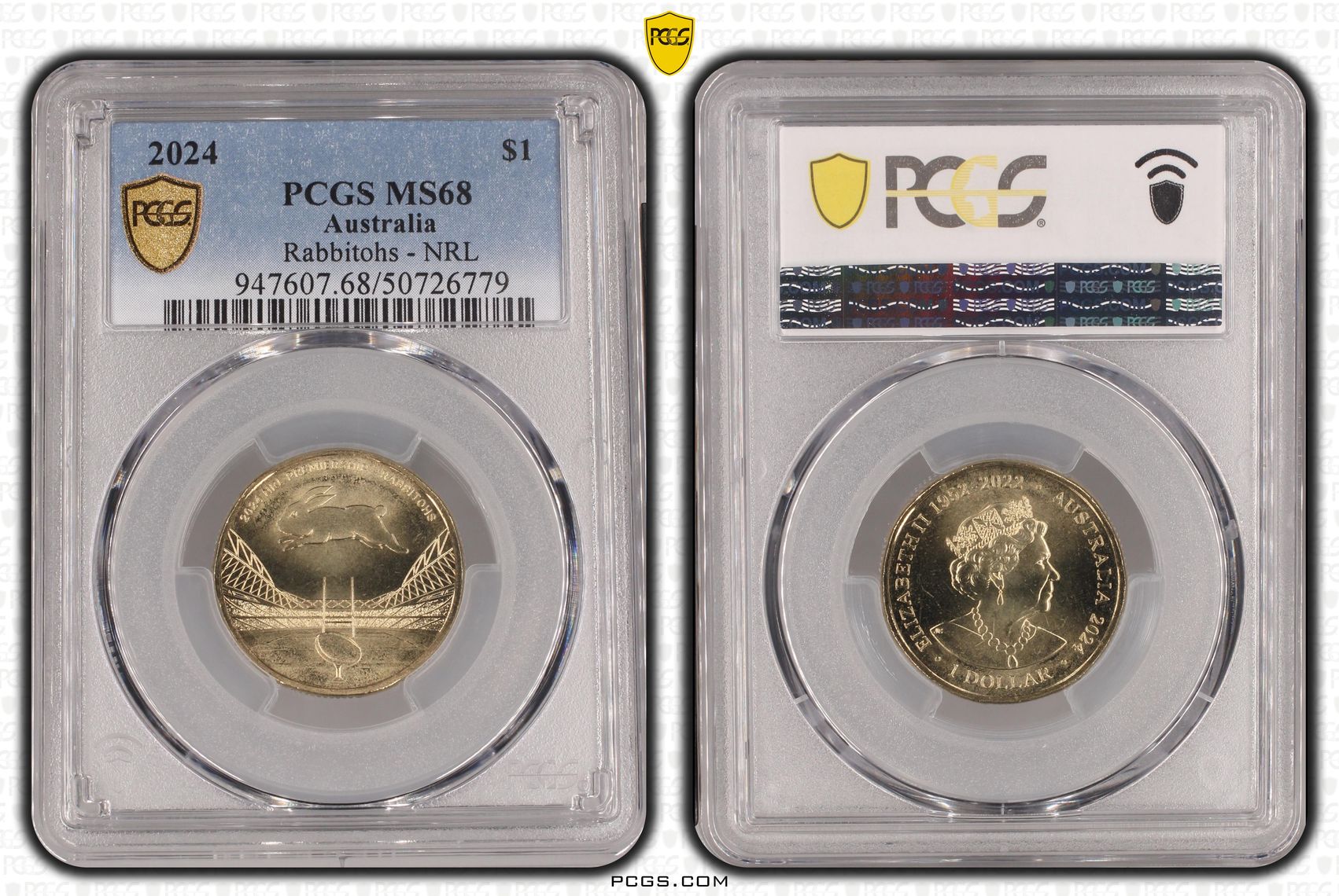 Rabbitohs - NRL POP 4/0, One Dollar, 2024, PCGS MS68