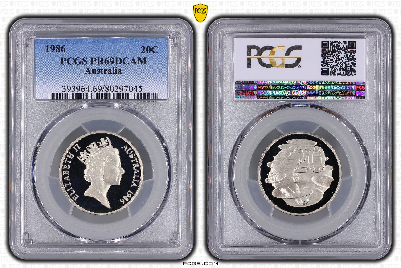 Twenty Cent, 1986, PCGS PR69DCAM