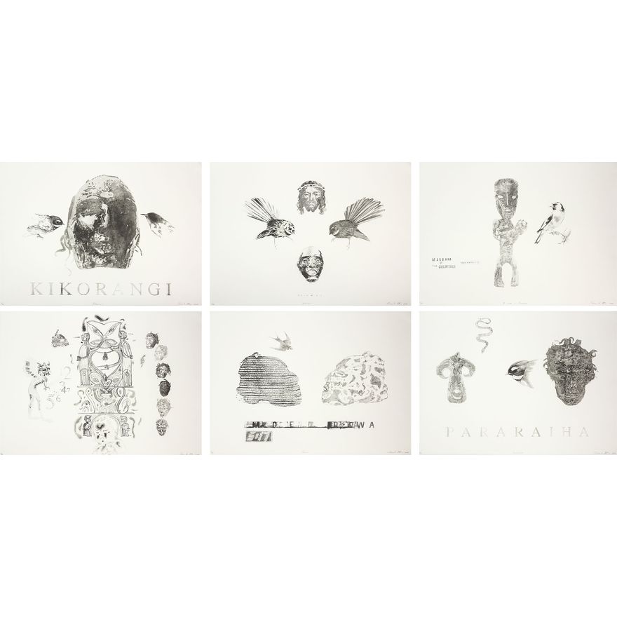 Shane Cotton 'Pararaiha, Kikorangi, Veil, Moerewa, A Walk in Paradise, Welcome'
