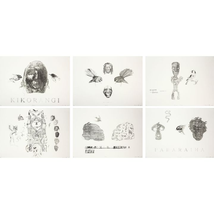 Shane Cotton 'Pararaiha, Kikorangi, Veil, Moerewa, A Walk in Paradise, Welcome'