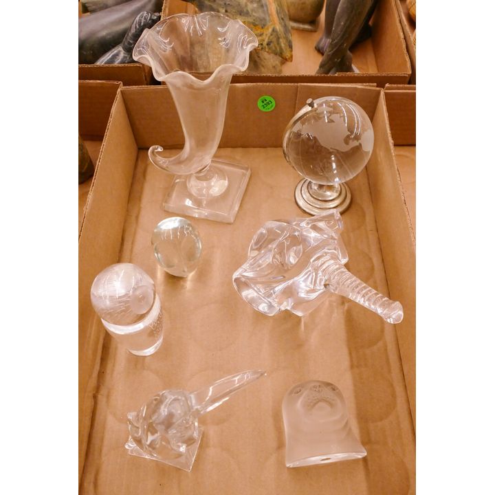 Box 7pc Crystal Animal Figures Etc- largest 7''
