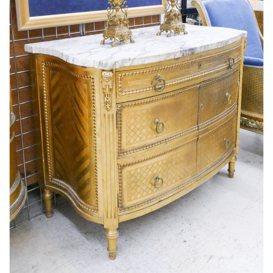 French Gilt Carved Marble Top Server- 36x45x23''