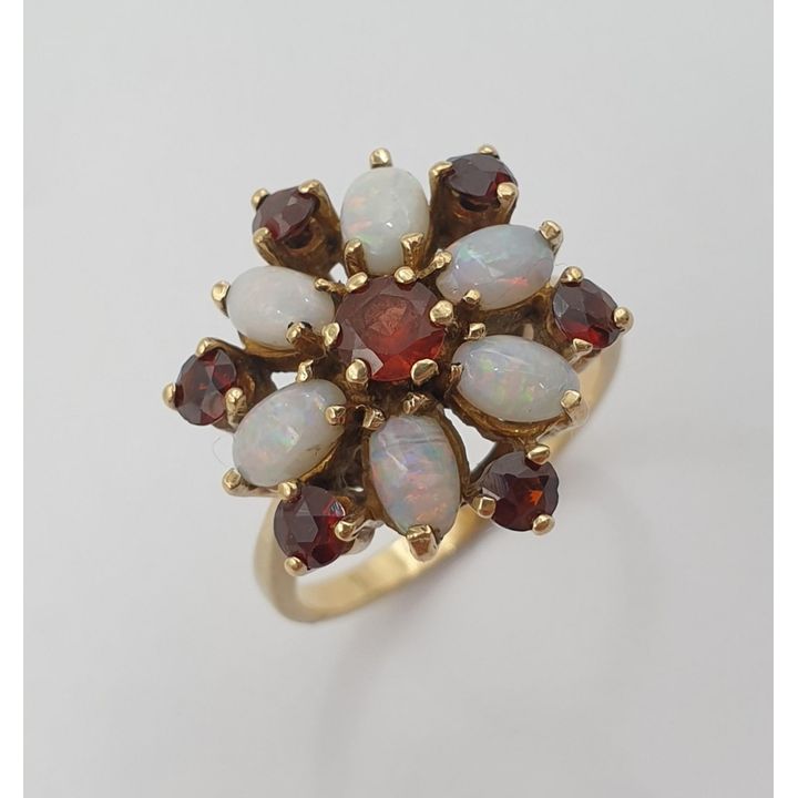 9ct Y/G Opal & Garnet Dress Ring