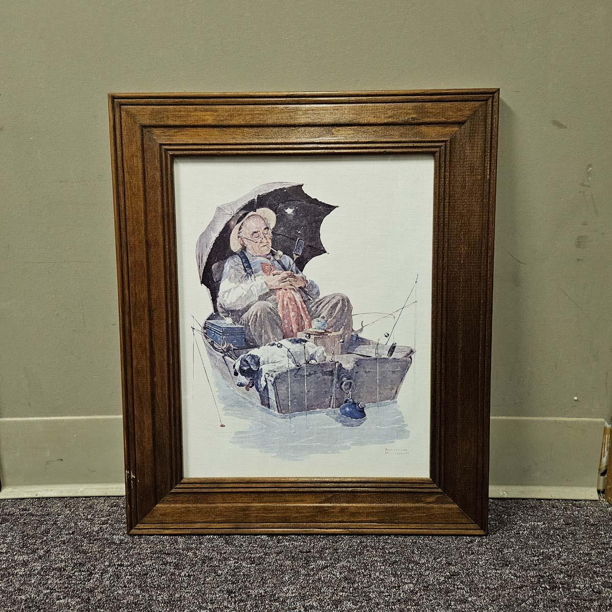 Norman Rockwell Gone Fishing Framed Print on Canvas