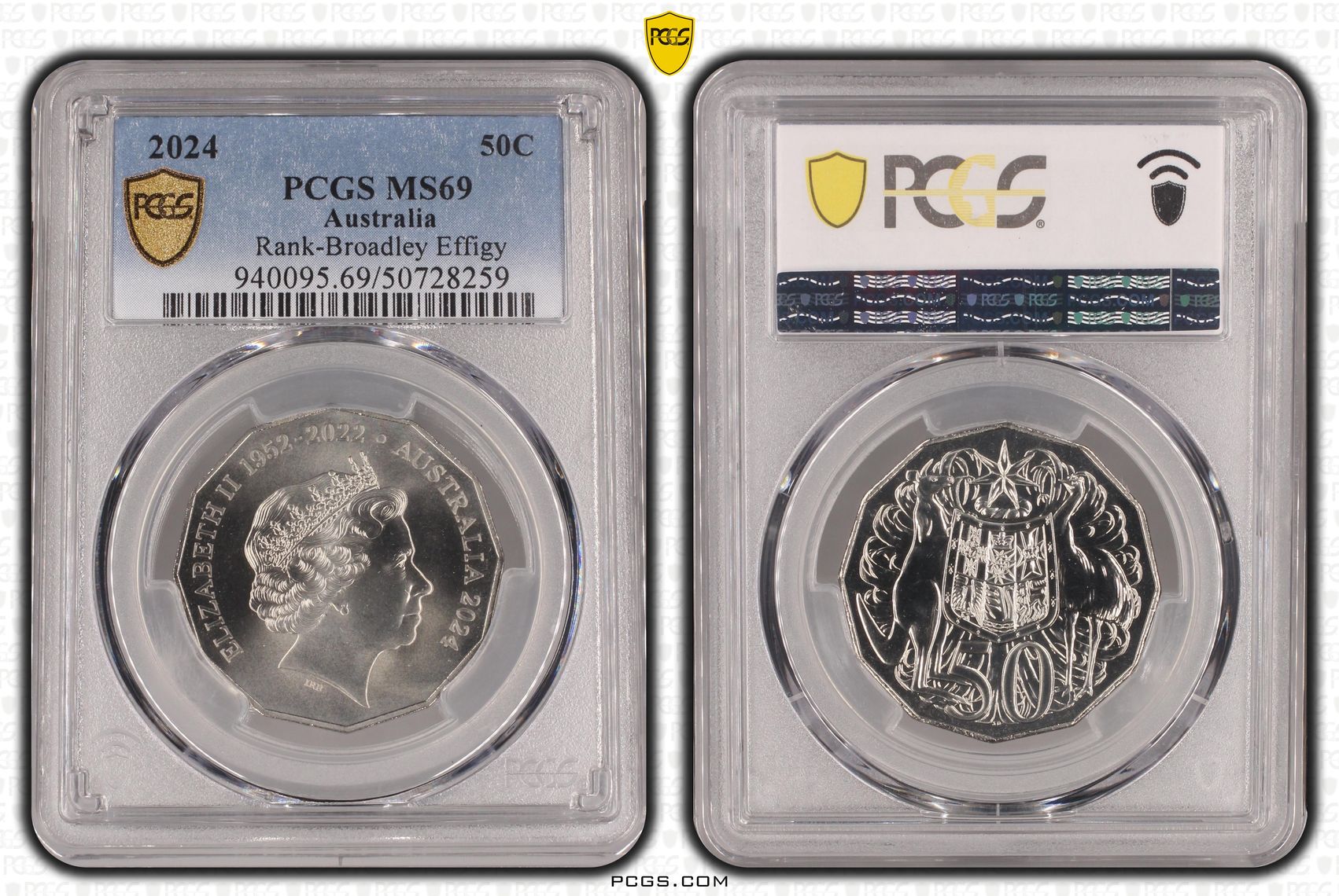 Rank-Broadley Effigy, Fifty Cent, 2024, PCGS MS69
