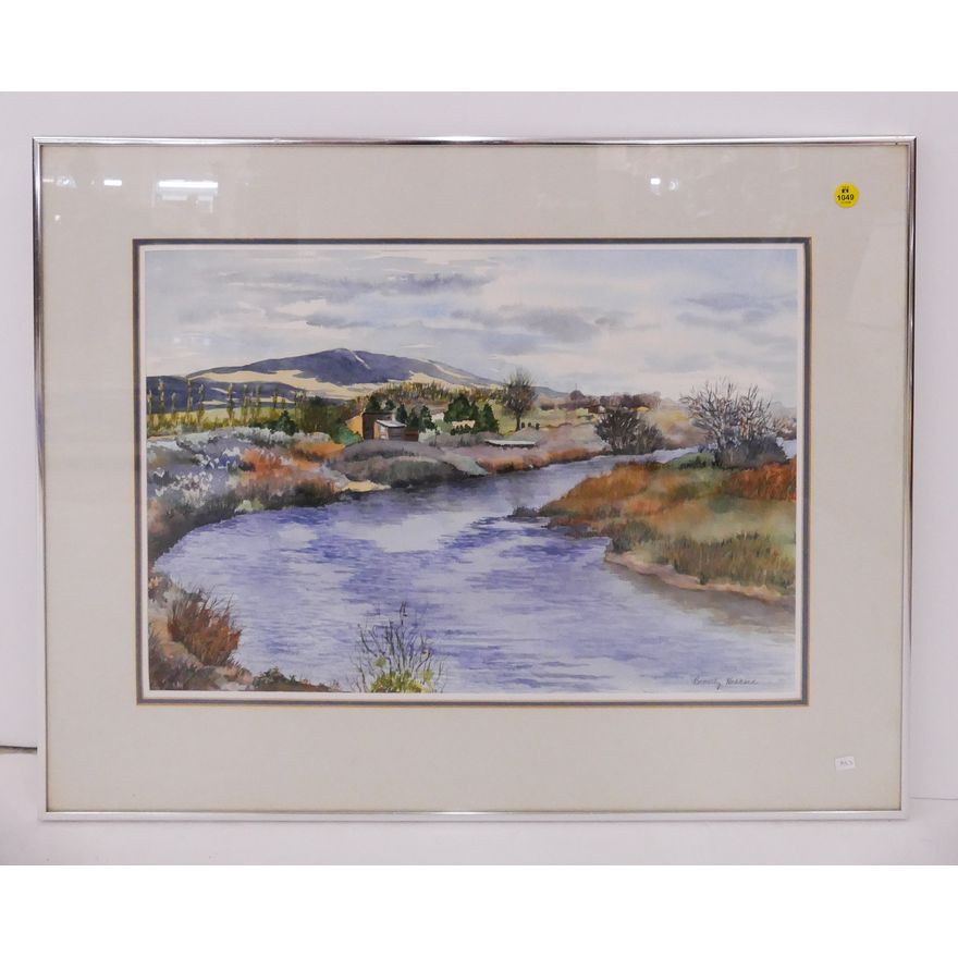 Beverly Hebbard (WA) Northwest River Scene Watercolor Painting- Framed 22x28''