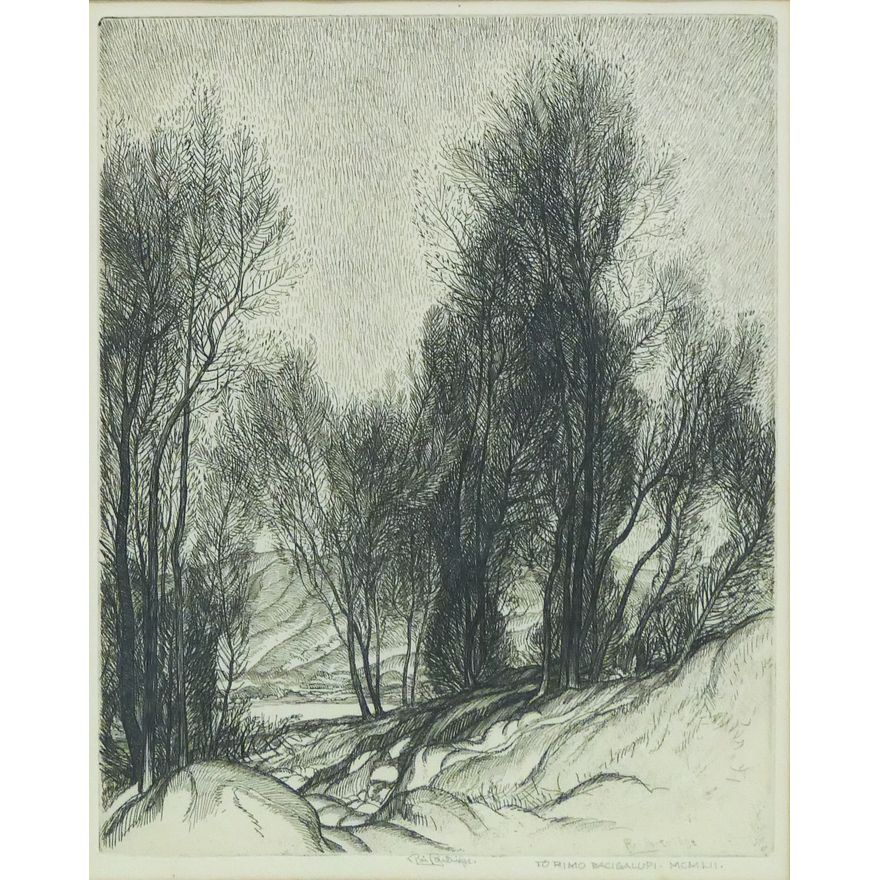 Roi Partridge 'Tree-Fringe (Santa Barbara)' Etching, 1950.