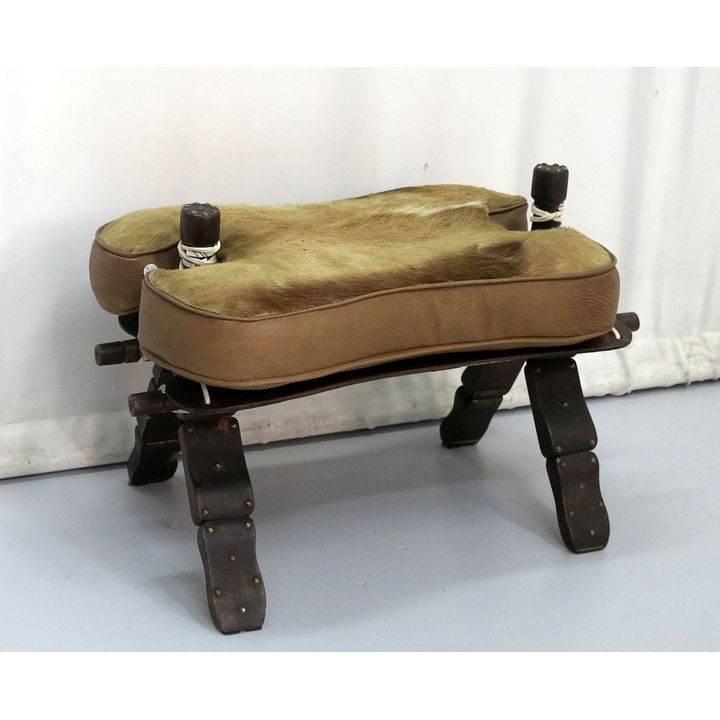 UPHOLSTERED CAMEL STOOL