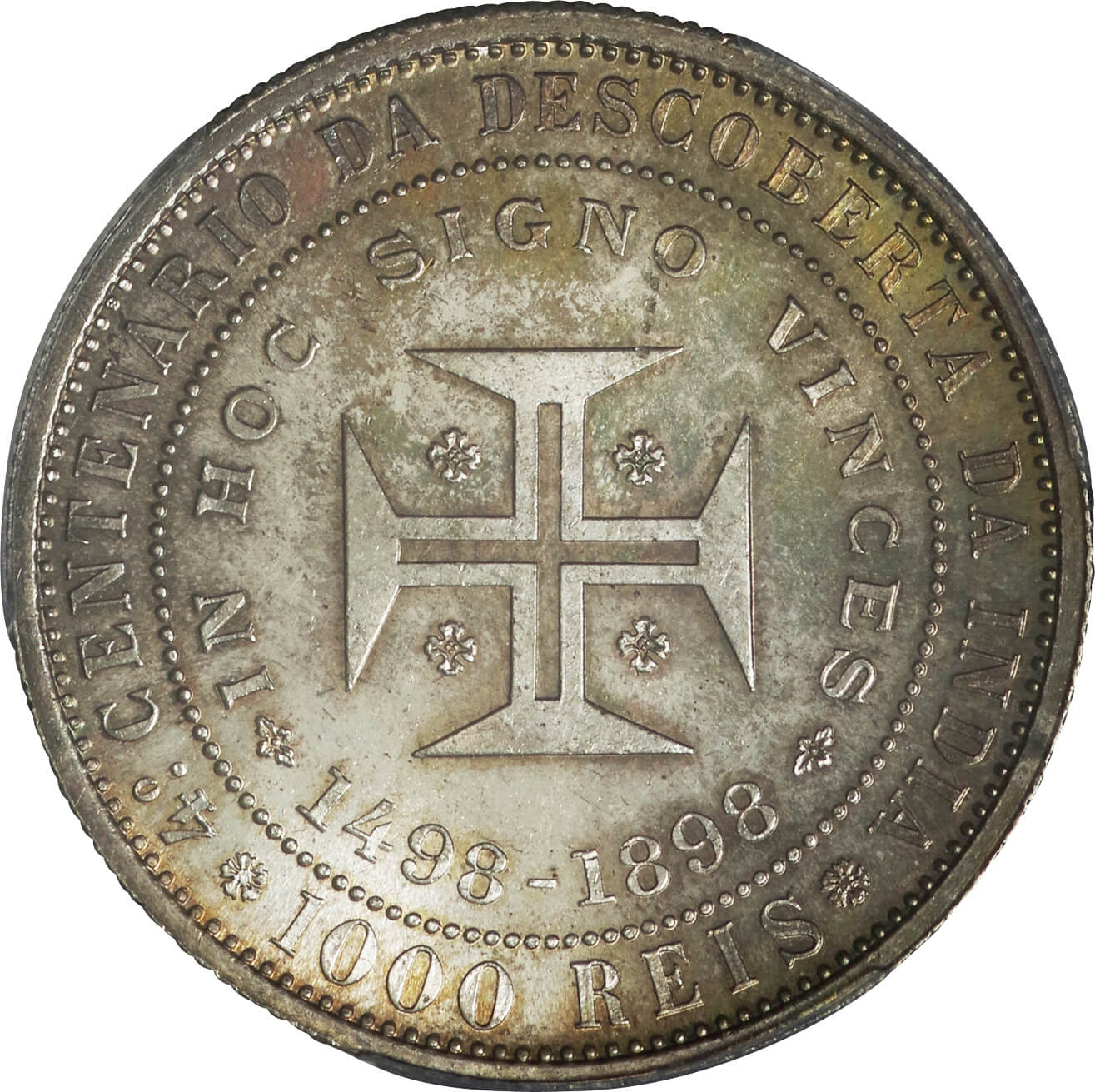ポルトガル-Portugal. 1898. PCGS MS64. 未使用. UNC. Silver. 1000レイス(Reis).  インド航路発見400周年記念 1000レイス銀貨 1898年 ... | Taisei Auction