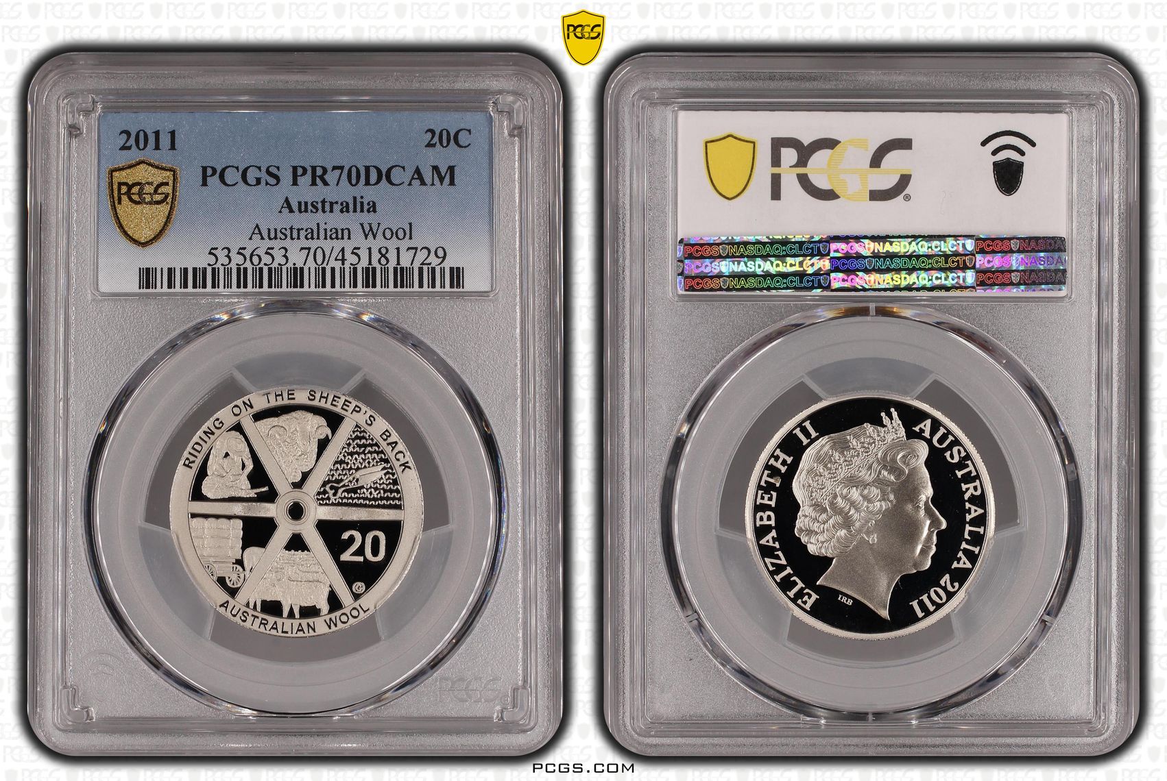 2011 Australia Twenty Cent, 20c Australian Wool PCGS - PR70DCAM POP 8/0 -729