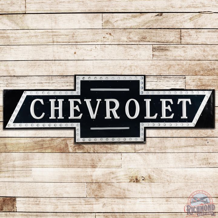 9' Chevrolet Bowtie DST Lighted Milk Glass Sign