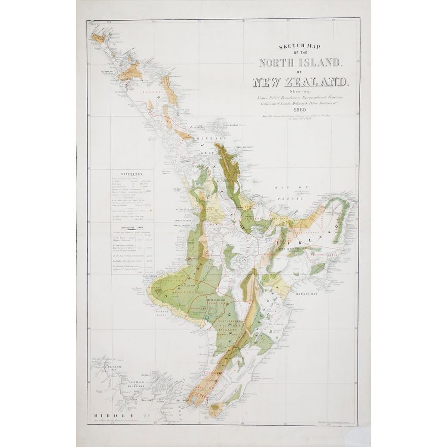 PALIN, T.W., Sketch Map of the North Island of New Zealand