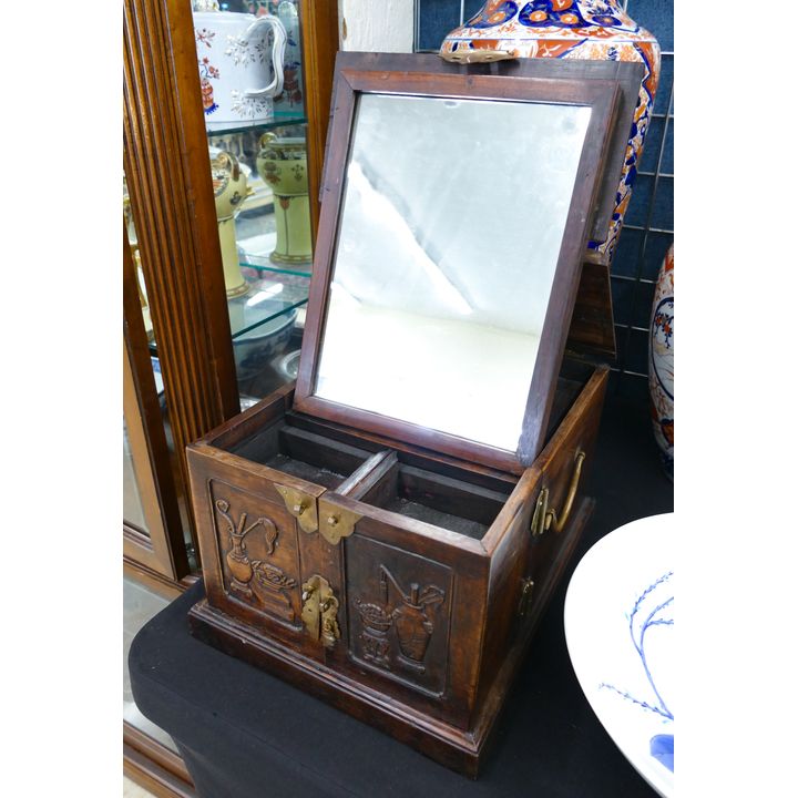 Antique Chinese Rosewood Dressing Box 9''x11''x15''