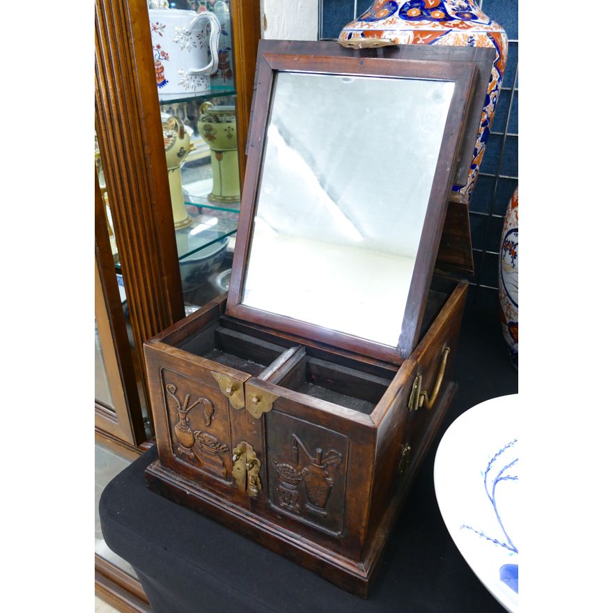 Antique Chinese Rosewood Dressing Box 9''x11''x15''