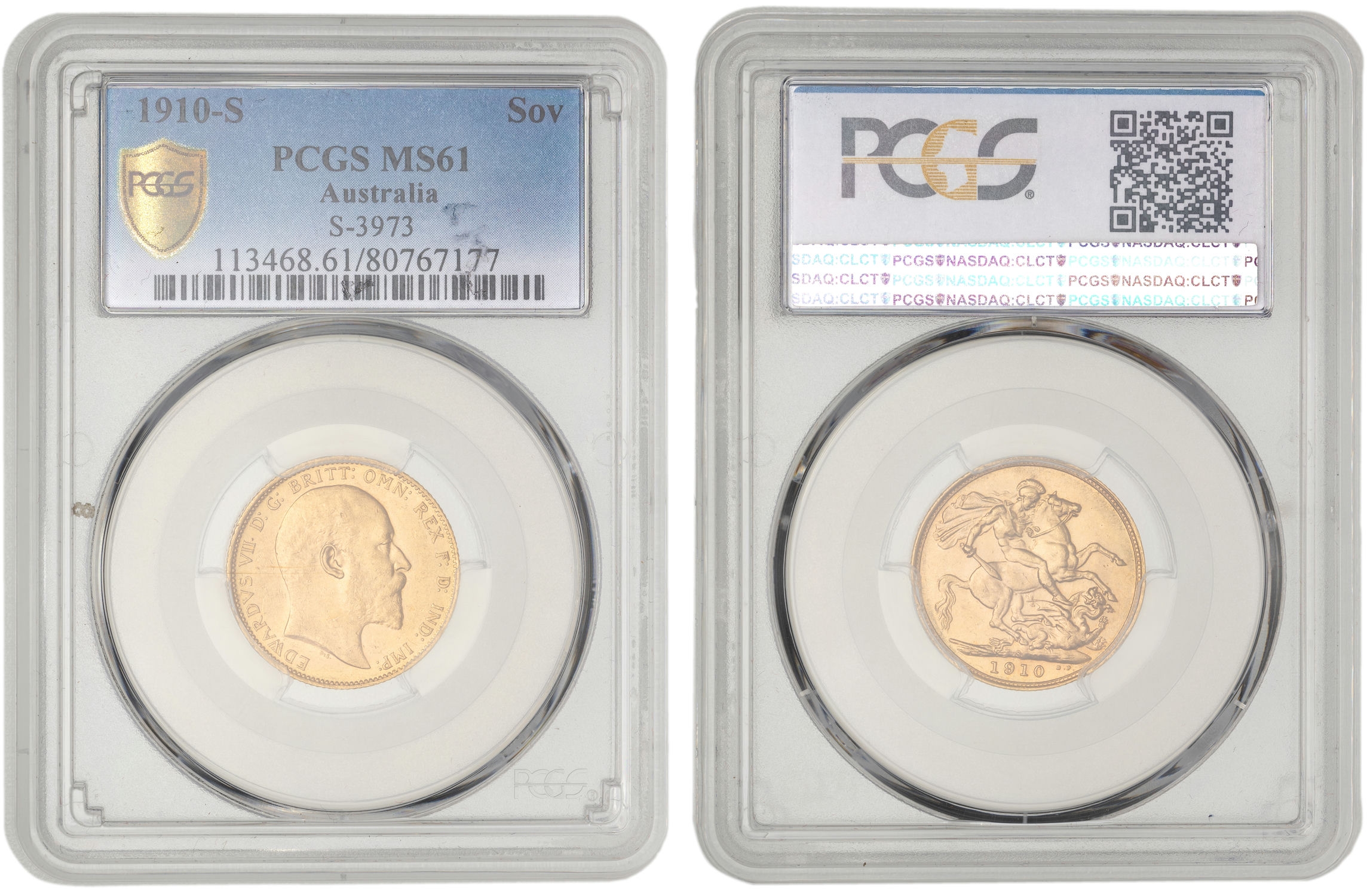 Edward VII, St George Reverse, Sovereign, 1910-S, PCGS MS 61