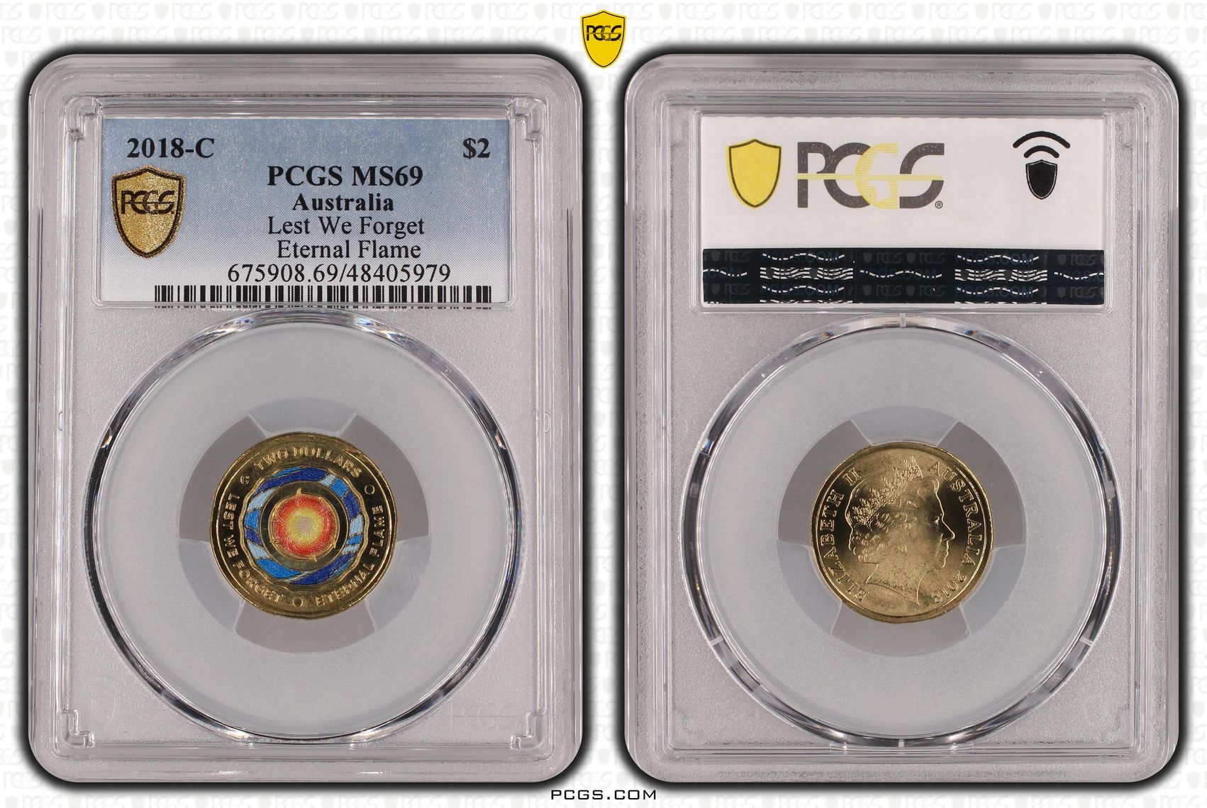 Lest We Forget - Eternal Flame Colorized, Two Dollar, 2018-C, PCGS MS69