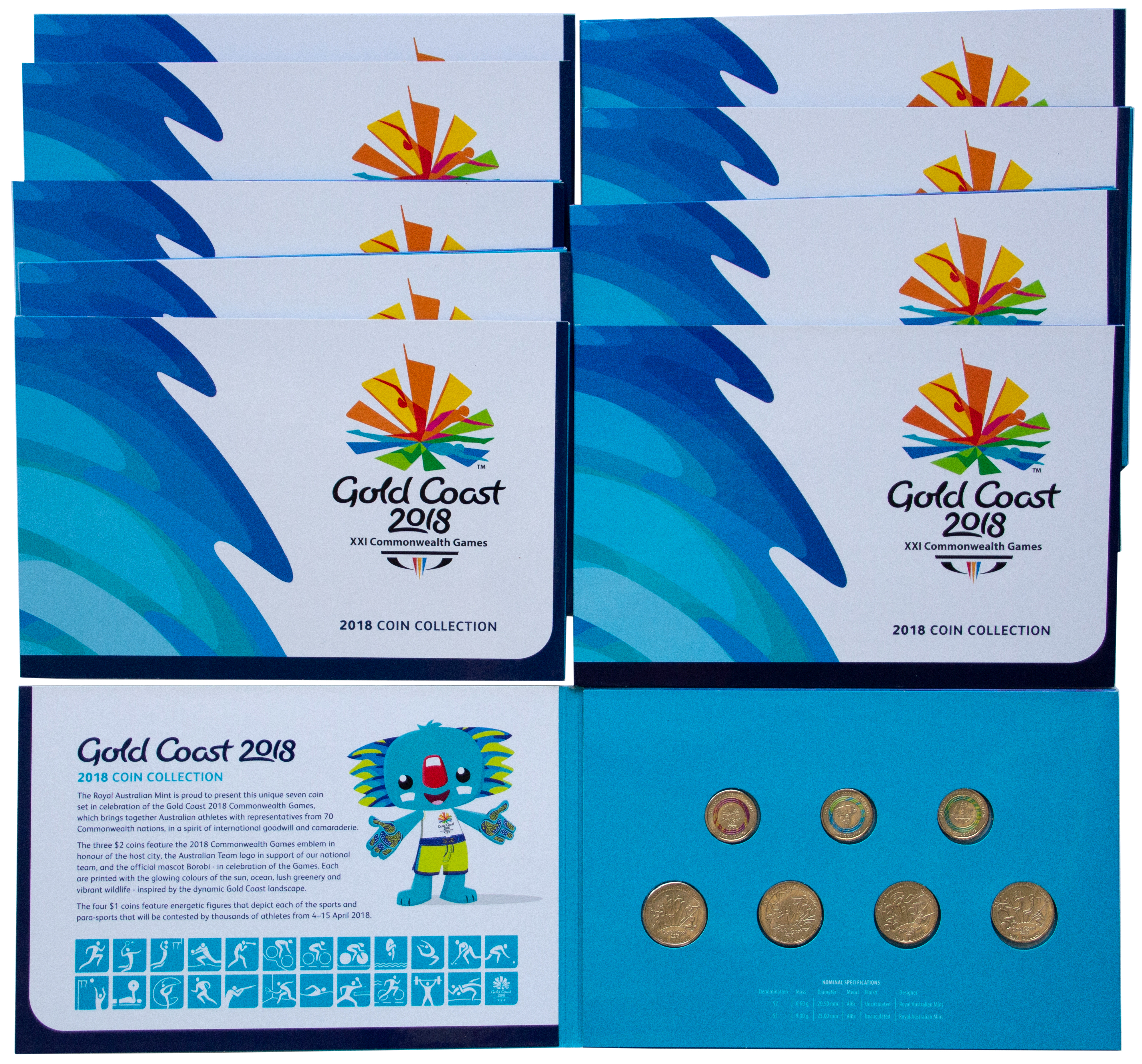 Elizabeth II, Gold Coast Commonwealth Games, Mint Sets, 2018, UNC