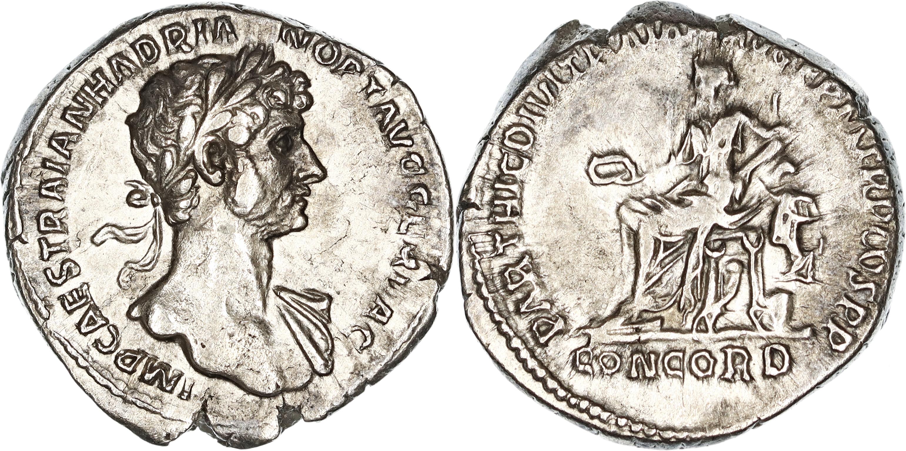 Roman Empire, Hadrian, Silver Denarius, 117 AD, VF