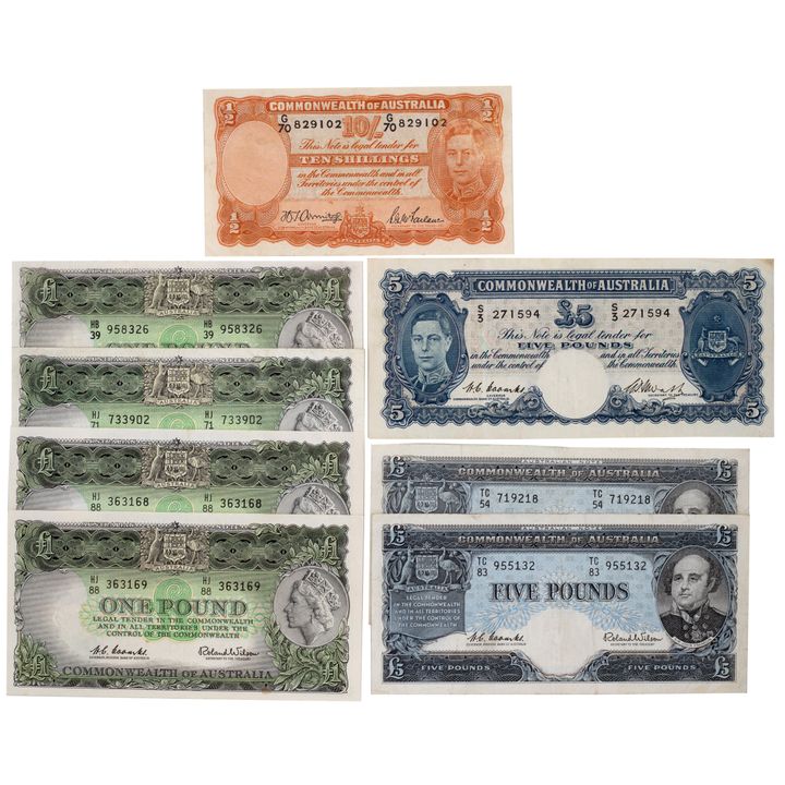 Ten Shillings - Five Pounds, 1940s - 1960s, VG - VF