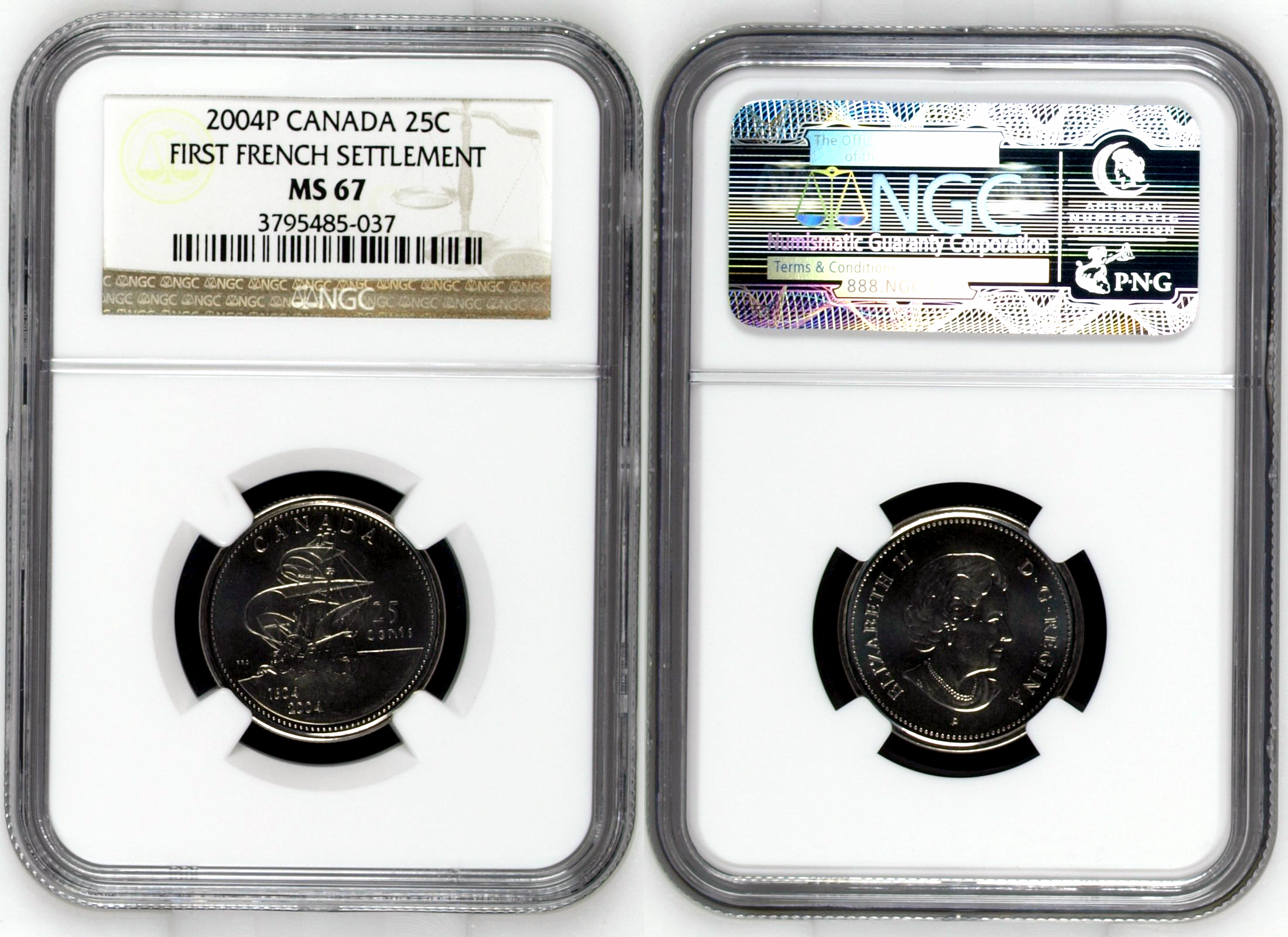 Canada, First French Settlement, Twenty Five Cents, 2004, NGC MS 67