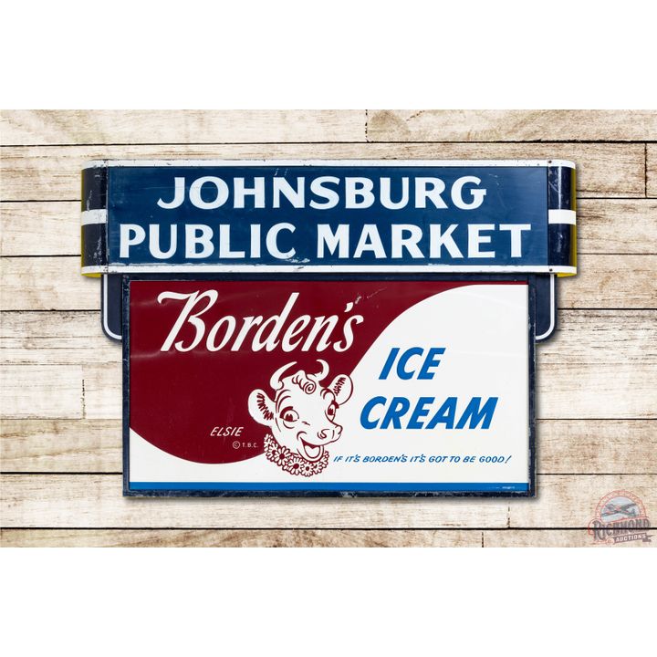 Borden's Ice Cream Metal Sign & Lighted Privilege Panel TAC 8.75