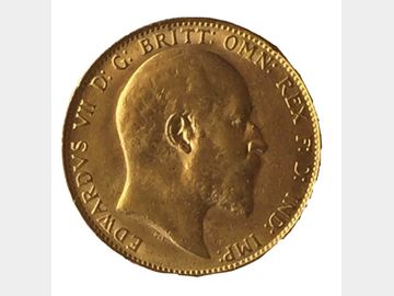 1910 King Edward VII London Mint Gold Sovereign.