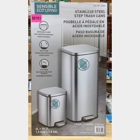 SENSIBLE ECO LIVING STAINLESS STEEL TRASH CANS 2 PACK