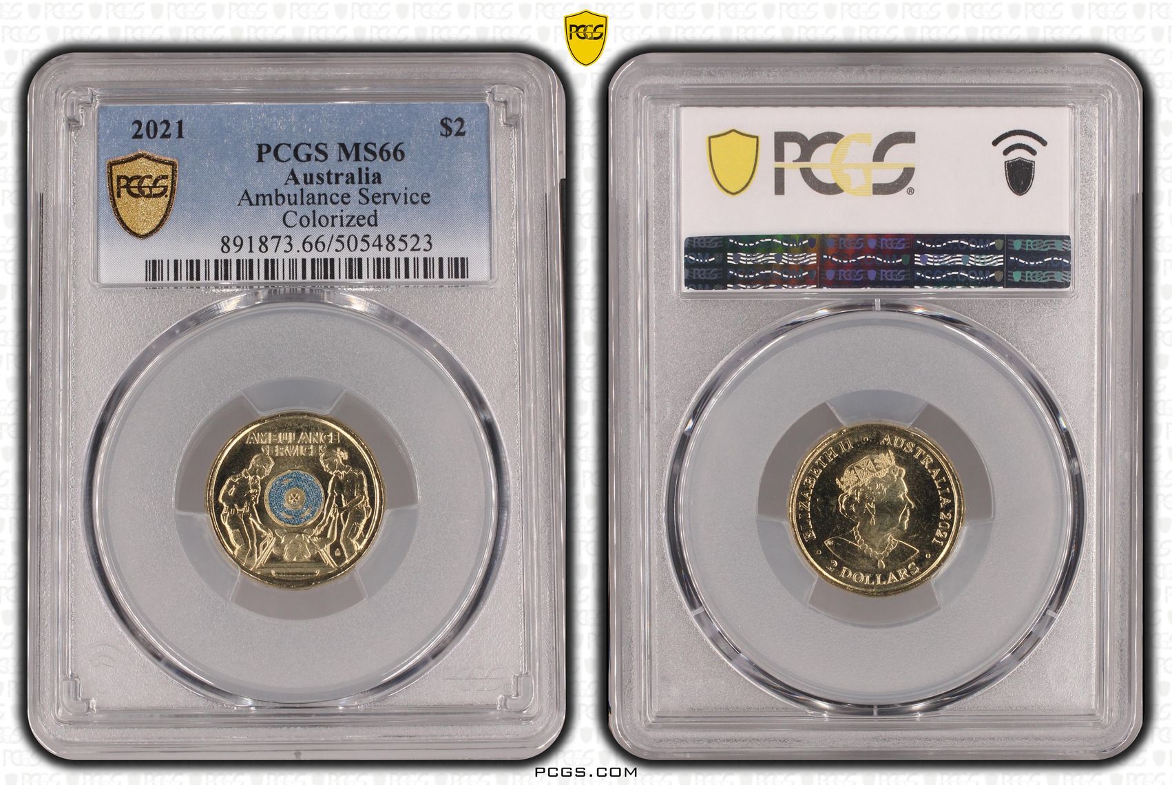 Ambulance Service Colorized, Two Dollar, 2021, PCGS MS66