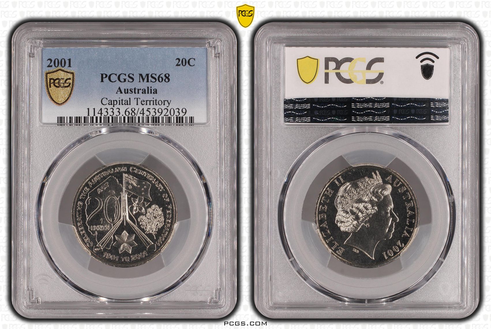 2001 Australia Twenty Cent, 20c Capital Territory PCGS - MS68 POP 10/0 -039