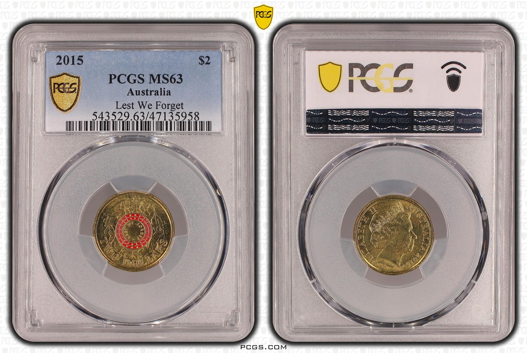 Lest We Forget Colorized , Two Dollar, 2015, PCGS MS63