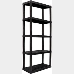 OSKAR MULTIPURPOSE SHELVING UNIT, 5-TIER, EASY TOOL-FREE ASSEMBLY, HEAVY-DUTY PLASTIC STORAGE SHELF MADE WITH RECYCLED MATERIALS,