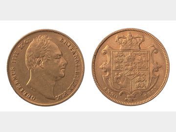 RARE 1831 King William IV Gold Sovereign (NO Stops WW nose to 2nd N) M.Marsh Rarity R5
